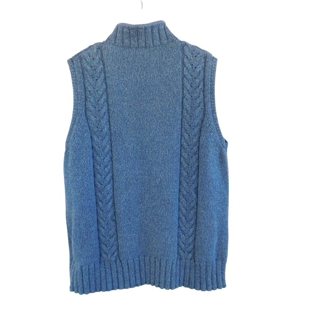 Cabelas Women's 100% Cotton Cable Knit Full Zip Sweater Vest Blue Sz‎ Large - Picture 5 of 6